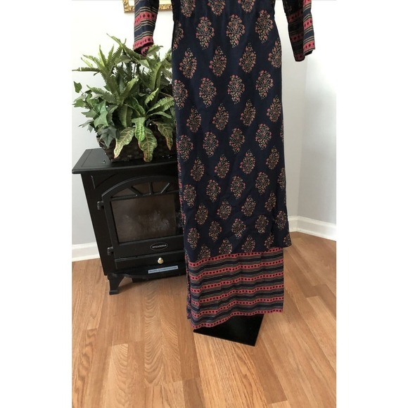 Ladies Printed Cotton Palazzo Suit Small Embellished Beads Missing Maxi Dress - Picture 8 of 13